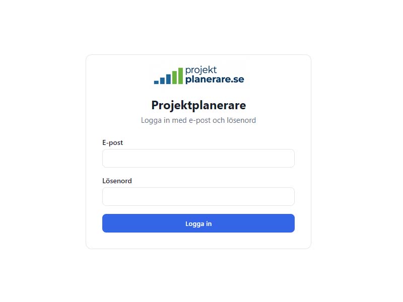Säker inloggning till din personliga projektplanerare
